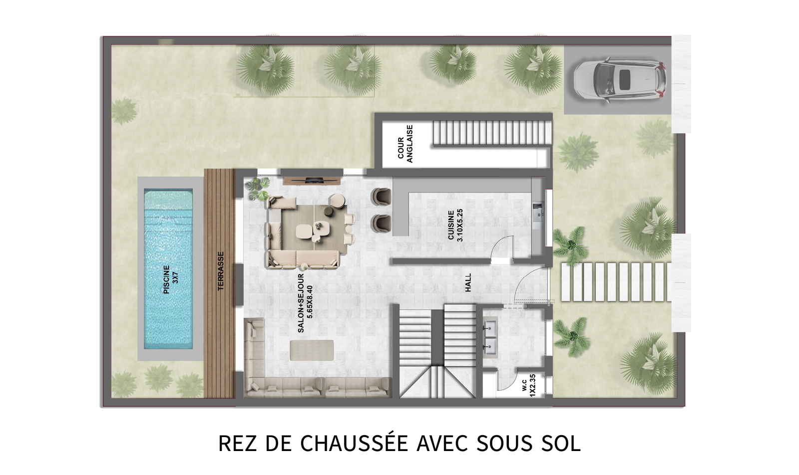REZ DE chaussée AVEC SOUS SOL